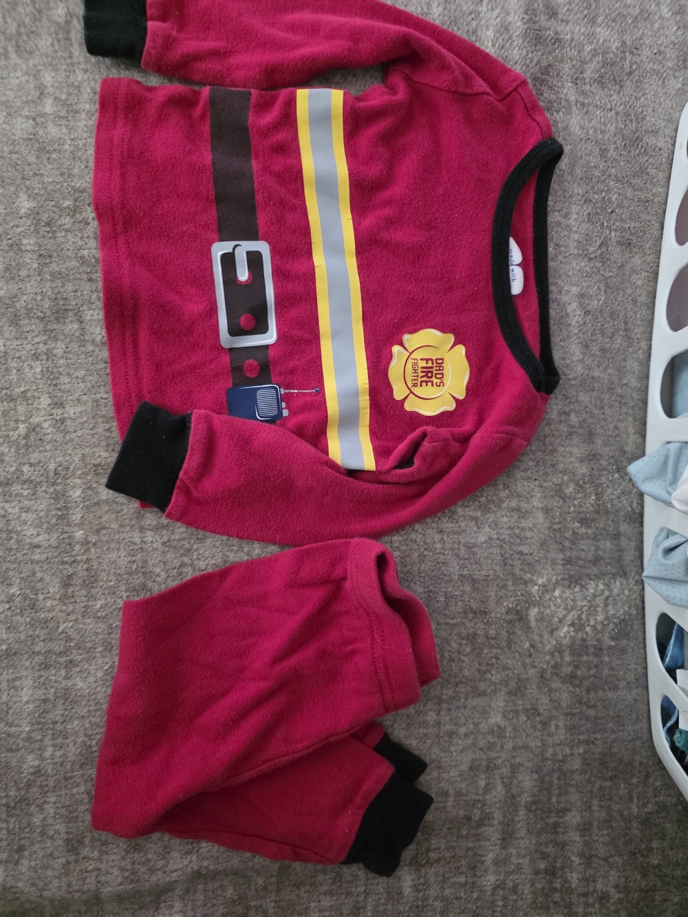 Red Firefighter Pajama Set with Badge Graphic
